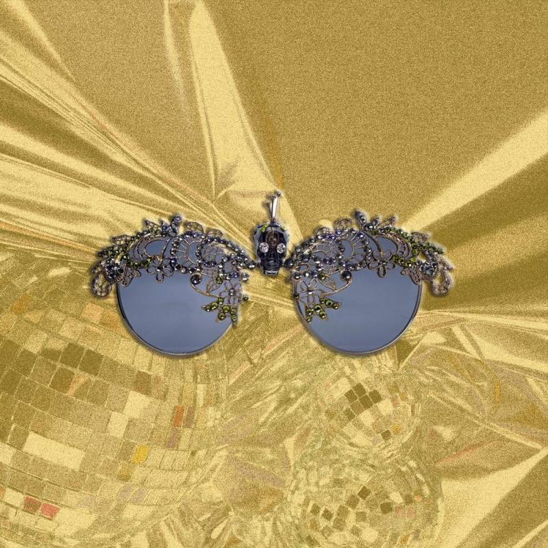 Zilant Retro Sunglasses Handgemachte Gold Filigree, Swarovski Skull von AROCKONALENSEYEWEAR