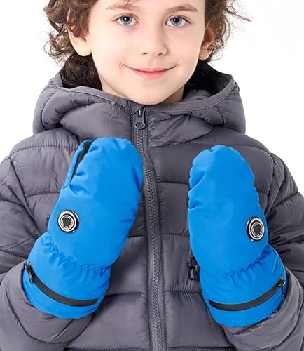 AROMA SEASON Beheizbare Handschuhe Kinder Baby mit Akku | Beheizte Kinderhandschuhe Fäustlinge für Kleinkinder | hohe Heiz- und Akkuleistung | hochwertige Verarbeitung (blue, S/M) von AROMA SEASON