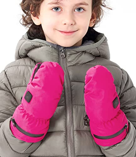 AROMA SEASON Beheizbare Handschuhe Kinder Baby mit Akku | Beheizte Kinderhandschuhe Fäustlinge für Kleinkinder | hohe Heiz- und Akkuleistung | hochwertige Verarbeitung (pink, L/XL) von AROMA SEASON