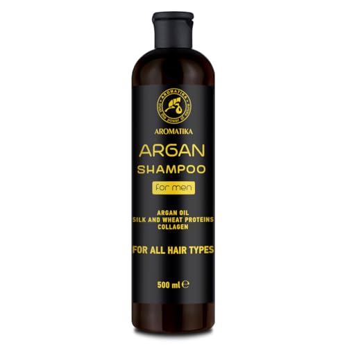 Argan Shampoo für Männer 500 ml - Shampoo mit Arganöl - Seidenprotein und Weizenprotein - Weiche und Geschmeidige Haare - Haarglanz - Haarpflege - Kopfhautpflege - für alle Haartypen von AROMATIKA trust the power of nature