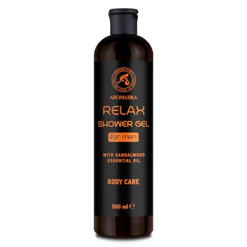 Duschgel für Männer Entspannen 500ml - Duschgel mit ätherischen Sandelholz Öl - Körperpflege - Reinigung und Pflege - Frischer Duft -Maskulines Aroma - Shower Gel Relax - Duschgel von AROMATIKA trust the power of nature