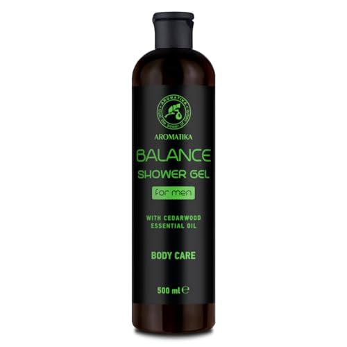 Duschgel für Männer Balance 500ml - Duschgel mit ätherischem Zedernholzöl - Körperpflege - Reinigung und Pflege - Kiefernaroma -Maskulines Aroma - Duschgel für Ihn - Duschgel von AROMATIKA trust the power of nature