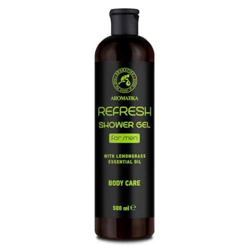 Duschgel für Männer Erfrischend 500ml - Gel mit ätherischem Zitronengrasöl - Reinigung und Pflege - Frischer Duft - Körperpflege - Hautpflege - Shower Gel Refresh von AROMATIKA trust the power of nature