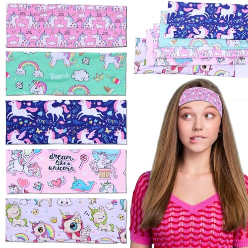 Stirnband Kinder 5 Stück Einhörner Haarband Mädchen stirnband mädchen Einhorn Stirnband Einhorn Haarband Mädchen Geeignet zum Make-up für Kinder 5-15 Jahre, Sport, Freizeit von ARONRAVE