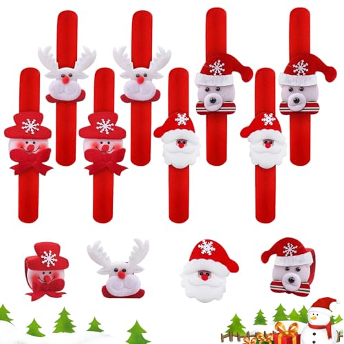 ARONRAVE 12 Pcs Schnapparmband Weihnachten Weihnachten Plüsch Snap Armbänder Weihnachten Mitgebsel Für Kinder Kinder Schnapparmbänder Slap Weihnachten Geschenke für Kinder Party von ARONRAVE