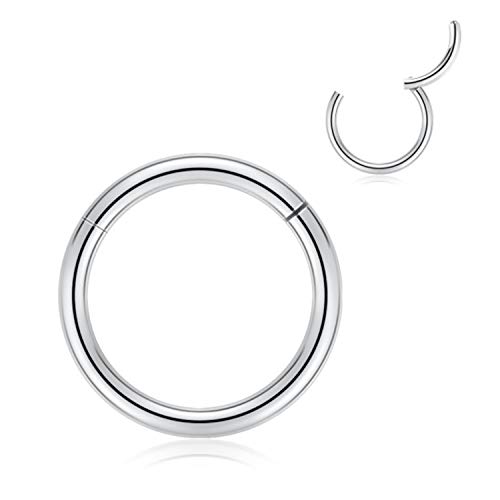 AROWRO 10 mm Creolen für Frauen Männer dick versilbert Piercingringe 8 Gauge Septum Nasenringe Hoop 8G Septum Schmuck 316L Chirurgenstahl Scharnier Clicker Bull Nose Hoop von AROWRO