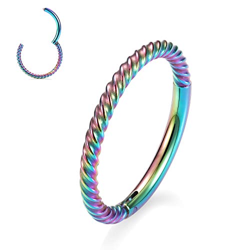 16g Knorpelohrring Hoop 10mm Helix Ohrring 316L Chirurgenstahl Hoop Ohrringe für Frauen Nasenringe Hoop Regenbogen Nasenring 16 Gauge Nose Hoop Conch Helix Ohrring Lippenringe Nasenpiercing Schmuck von AROWRO