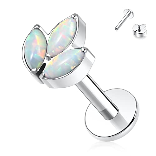 16g Labret Tragus Lippenknorpel Medusa Schmuck Opal Titan Tragus Medusa Conch Helix Monroe Philtrum Piercing Schmuck Ohrringe mit Innengewinde Tragus Creolen Lippenringe für Frauen Knorpel Labret 8mm von AROWRO
