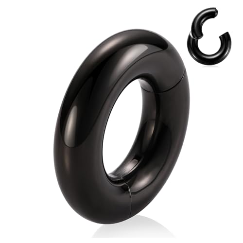 AROWRO 00g Nahtlos Ohr Gewicht Hoop Große Spurweite Ohrringe für gedehnte Ohren baumeln Spurweite Kleiderbügel Chirurgenstahl Plug Tunnel für Lobe Stretching Big Septum Nose Ring Große 16mm Schwarz von AROWRO