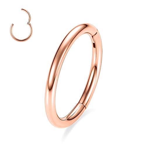 AROWRO 10g Ohrringe 12mm Helix Ohrring G23 Titanium Creolen für Frauen Nasenringe Creolen Rose Gold Nasenring 10 Gauge Nase Creolen Ohrringe für Männer Creolen Lippenringe Nasenpiercing Schmuck von AROWRO