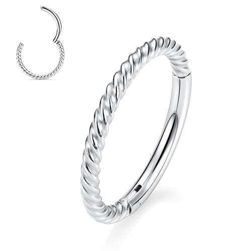 AROWRO 10mm Nasenringe 18 Gauge Nasenring Creolen Für Frauen 18g Nase Hoop Septum Schmuck Chirurgenstahl Septum Ring Septum Clicker Lippenring Helix Ohrring Turmohrring Conch Silber Knorpelohrring von AROWRO