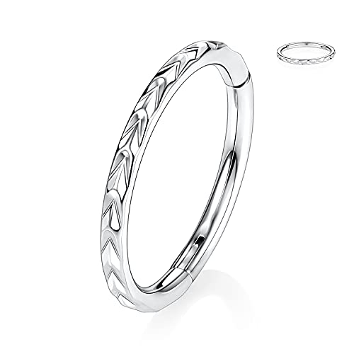 AROWRO 10mm Nasenringe 18 Gauge Nasenring Creolen für Frauen Nasenring Septum Schmuck Chirurgenstahl Septum Ring Septum Clicker Lippenring Helix Ohrring Rook Ohrring Conch Silber Knorpelohrring von AROWRO