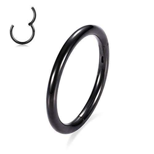 AROWRO 12g Knorpelohrring Hoop 12mm Helix Ohrring G23 Titanium Creolen für Frauen Nasenringe Hoop Nasenring 12 Gauge Nase Hoop Conch Ohrringe Helix Ohrring Lippenringe Nasenpiercing Schmuck Schwarz von AROWRO