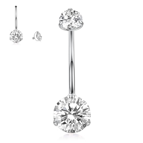 AROWRO 14G Belly Button Ring Titan 14mm Long Belly Ring Bauchnabelpiercing Silver Belly Button Piercing Navel Ring Vch Jewelry Vch Navel Piercing Jewelry For Women Men von AROWRO