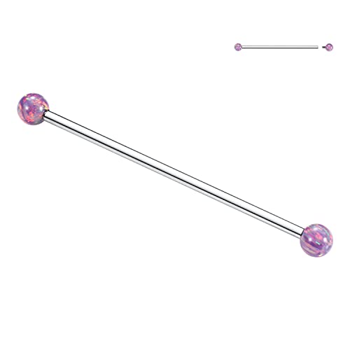 AROWRO 14G Industrial Bar Industrial Piercing Ohrringe Silber Knorpelohrring Purple Opal Industrial Barbell G23 Titanium Industrial Piercing Schmuck 1 1/2 Zoll 38mm Körperschmuck für Damen Herren von AROWRO