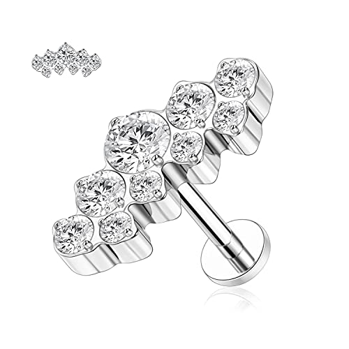 AROWRO 16G Labret Studs Lip Rings G23 Titan Monroe Lip Piercing Schmuck Innengewinde Helix Tragus Knorpel Conch Ohrring Frauen Mädchen Piercing Schmuck CZ 6mm von AROWRO