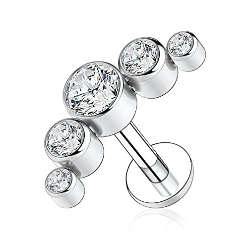 AROWRO 16G Labret Studs Lip Rings G23 Titan Monroe Lip Piercing Schmuck Innengewinde Helix Tragus Knorpel Conch Ohrring Frauen Mädchen Piercing Schmuck CZ 6mm von AROWRO