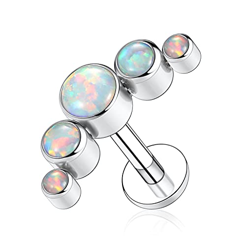 AROWRO 16G Labret Studs Lip Rings G23 Titan Monroe Lip Piercing Schmuck Innengewinde Helix Tragus Knorpel Conch Ohrring Frauen Mädchen Piercing Schmuck Opal 6mm von AROWRO