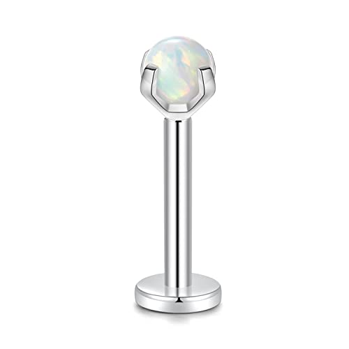 AROWRO 16G Labret Studs Lip Rings G23 Titan Monroe Lip Piercing Schmuck Innengewinde Helix Tragus Knorpel Conch Ohrring Frauen Mädchen Piercing Schmuck Opal 6mm von AROWRO