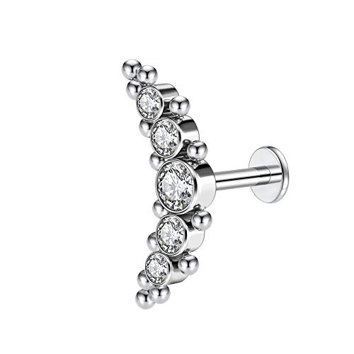 AROWRO 16G Lippenringe Labret Studs G23 Titan Monroe Lip Piercing Schmuck Innengewinde Helix Tragus Knorpel Conch Ohrring Frauen Mädchen Piercing Schmuck CZ 8mm von AROWRO