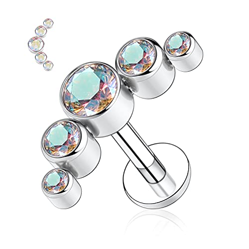 AROWRO 16G Lippenringe Labret Studs G23 Titan Monroe Lip Piercing Schmuck Innengewinde Helix Tragus Knorpel Conch Ohrring Frauen Mädchen Piercing Schmuck CZ 8mm von AROWRO