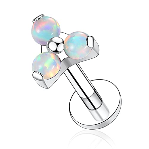 AROWRO 16G Lippenringe Labret Studs G23 Titan Monroe Lip Piercing Schmuck Innengewinde Helix Tragus Knorpel Conch Ohrring Frauen Mädchen Piercing Schmuck Opal 8mm von AROWRO