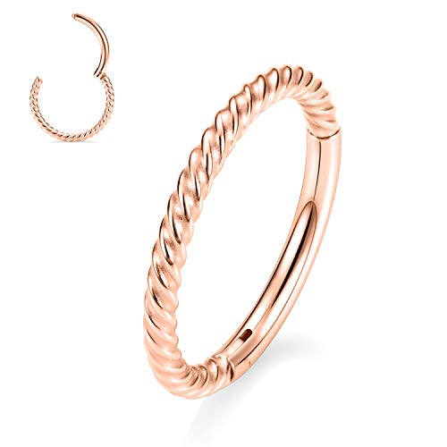 AROWRO 16g Knorpelohrring Nasenringe 8mm Nasenring 16 Gauge Nase Hoop Helix Ohrringe Septum Ring Clicker Lippenringe Nasenpiercing Schmuck Chirurgenstahl Roségold Creolen Für Frauen von AROWRO