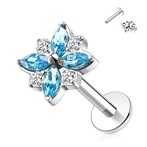 AROWRO 16g Tragus Medusa Conch Helix Monroe Philtrum Piercing Schmuck Titan Labret Lippenknorpel CZ Ohrringe Mit Innengewinde Creolen Lippenringe für Frauen Knorpel 10mm von AROWRO