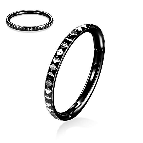 AROWRO 18G Septum Schmuck 6 mm Septum Ring Knorpel Helix Tragus Ohrring Helix Piercing Schmuck Nasenring Hoop Septum Clicker Hoop Nasenringe für Frauen Tragus Schmuck Lippenringe Schwarz von AROWRO