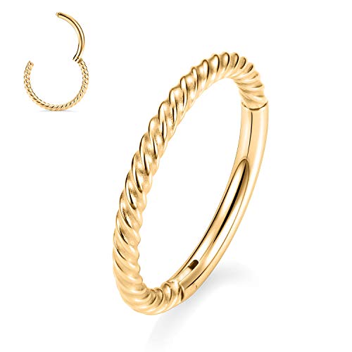 AROWRO 18g Knorpelohrring Nasenringe 6mm Nasenring 16 Gauge Nase Hoop Helix Ohrringe Septum Ring Septum Clicker Lippenringe Nasenpiercing Schmuck Chirurgenstahl Gold Creolen für Frauen von AROWRO