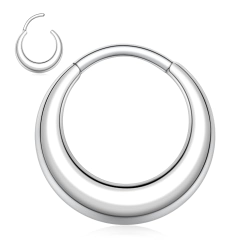 AROWRO 316L Chirurgenstahl Septum Ring Nase Ring Hoop Hypoallergenic Knorpel Ohrring Silber Daith Conch Rook Tragus Ohrläppchen Piercing Schmuck für Frauen Männer 16G 8mm von AROWRO