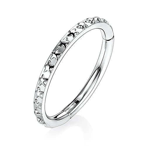 AROWRO 6mm Nasenringe 16 Gauge Nasenring Creolen für Frauen 16g Nasenring Septum Schmuck Chirurgenstahl Septum Ring Septum Clicker Lippenring Helix Ohrring Rook Ohrring Silber Knorpel Ohrring von AROWRO