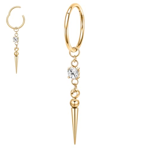 AROWRO Conch Helix Ohrläppchen Orbital Piercing Schmuck Knorpel Conch Helix Ohrring Lang Baumelnd Chirurgenstahl 316L 16G 8mm Gold von AROWRO