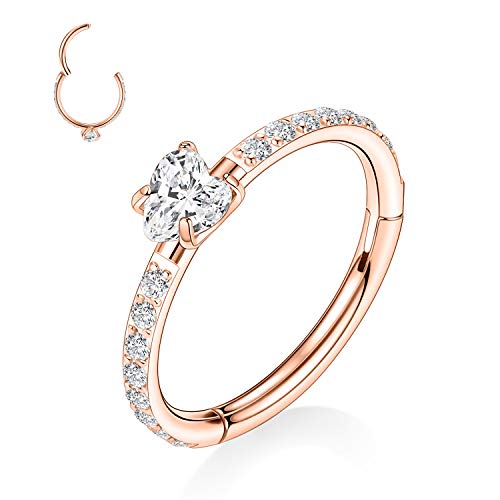 AROWRO Conch Hoop Conch Piercing Conch Ring Conch Daith Helix Schmuck Nase Hoop Ring Knorpel Hoop Ohrring Daith Tragus Helix Ohrring Daith Piercing Schmuck Chirurgenstahl Herz CZ 16G 10mm Roségold von AROWRO