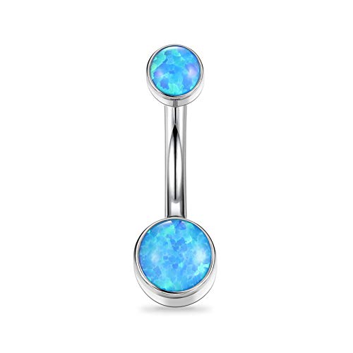 AROWRO G23 Titan Bauchnabelringe 14G Bauchnabelringe für Frauen Bauchnabelpiercings Blauer Opal Intarsien Bauchnabelpiercing Schmuck Innengewinde von AROWRO