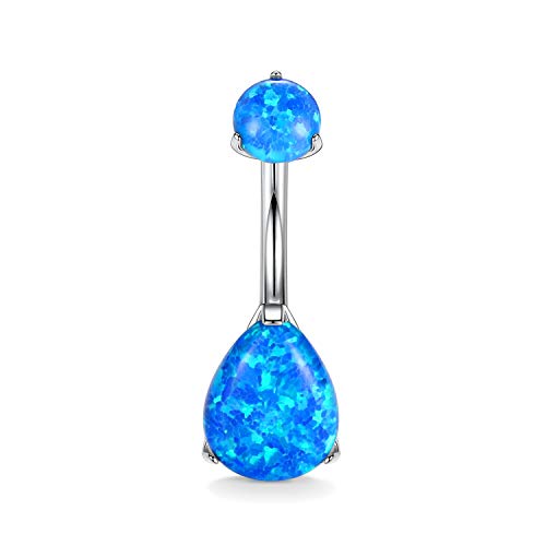 AROWRO G23 Titan Bauchnabelringe 14G Bauchnabelringe für Frauen Bauchnabelpiercings Blauer Opal Intarsien Bauchnabelpiercing Schmuck Innengewinde von AROWRO