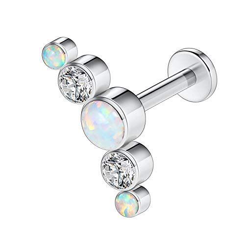 AROWRO G23 Titan Monroe Lip Piercing Schmuck 16G Lippenringe Labret Ohrstecker Innengewinde Helix Tragus Knorpel Conch Ohrring Frauen Mädchen Piercing Schmuck CZ Opal 10mm von AROWRO
