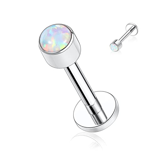 AROWRO G23 Titan Monroe Lip Piercing Schmuck 16G Lippenringe Labret Ohrstecker Innengewinde Helix Tragus Knorpel Conch Ohrring Frauen Mädchen Piercing Schmuck Opal 10mm von AROWRO