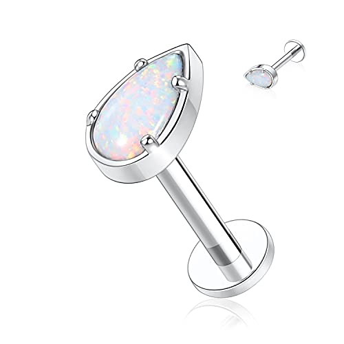 AROWRO G23 Titan Monroe Lip Piercing Schmuck 16G Lippenringe Labret Ohrstecker Innengewinde Helix Tragus Knorpel Conch Ohrring Frauen Mädchen Piercing Schmuck Opal 10mm von AROWRO