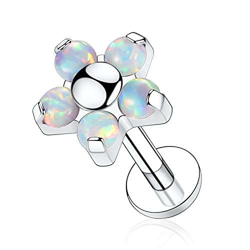 AROWRO G23 Titan Monroe Lip Piercing Schmuck 16G Lippenringe Labret Ohrstecker Innengewinde Helix Tragus Knorpel Conch Ohrring Frauen Mädchen Piercing Schmuck Opal 10mm von AROWRO