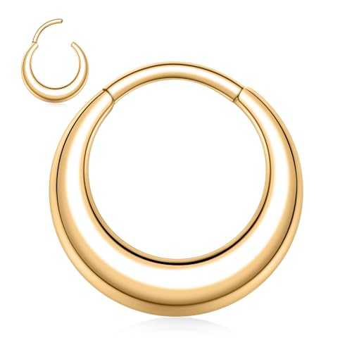 AROWRO Gold Nasenring Hoop Septum Ring 316L Chirurgenstahl Knorpel Ohrring Hypoallergen Daith Conch Rook Tragus Earlobe Piercing Jewerly für Frauen Männer 16G 10mm von AROWRO