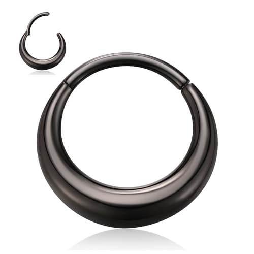 AROWRO Knorpelohrring Septumring Nasenring Reifen Schwarz 316L Chirurgenstahl Conch Rook Tragus Ohrläppchen Piercing Schmuck für Frauen Männer Hypoallergen 16G 10mm von AROWRO