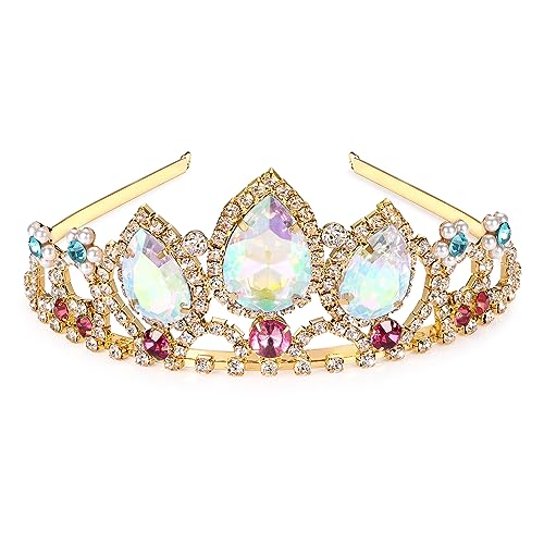 Kristall krone für Mädchen Damen Rapunzel Tiara Prinzessin Krone Tangled Kostüm Zubehör für Halloween Cosplay Braut Hochzeit Prom Feiern Geburtstag Geschenke AB Strassstein von AROWRO