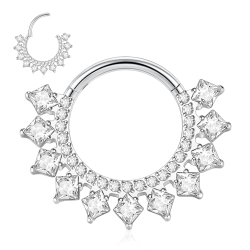 AROWRO Septum Ring Daith Piercing Schmuck Nasen Ringe Hoops Tragus Helix Rook Piercing Schmuck Knorpel Ohrringe für Frauen Chirurgenstahl 16G 8mm Silber von AROWRO
