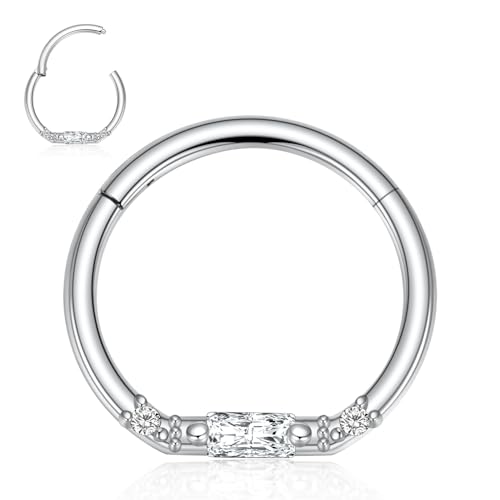 AROWRO Septum Ring Nasenring Daith Tragus Helix Rook Piercing Schmuck Knorpel Ohrringe für Frauen Chirurgenstahl Septum Schmuck Daith Schmuck 16G 8mm Silber von AROWRO