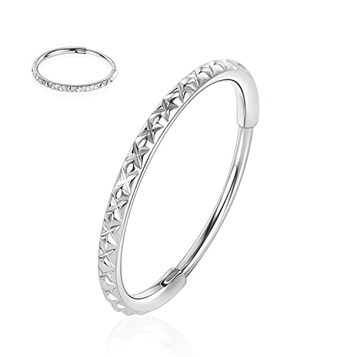 AROWRO Silber Nasenringe 16 Gauge Nasenring Creolen für Frauen 16g Nasenring Septum Schmuck Chirurgenstahl Septum Ring Septum Clicker Lippenringe Helix Daith Conch Rook Ohrring Knorpelohrring 10mm von AROWRO