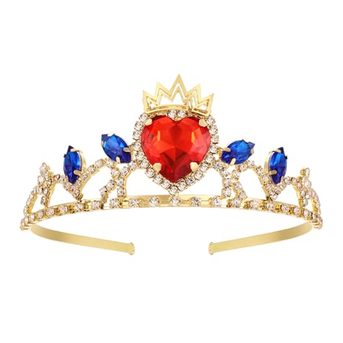 Descendants 4 Tiara Evie Rotes Herz Goldene Krone, Prinzessinnenkrone, Evie Halloween Mottoparty Kostümkrone, Geburtstagsparty Weihnachten Haaraccessoire für Mädchen Descendants 4 Tiara Evie Rotes Herz Goldene Krone, Prinzessinnenkrone, Evie Halloween Mottoparty Kostümkrone, Geburtstagsparty Weihnachten Haaraccessoire für Mädchen von AROWRO
