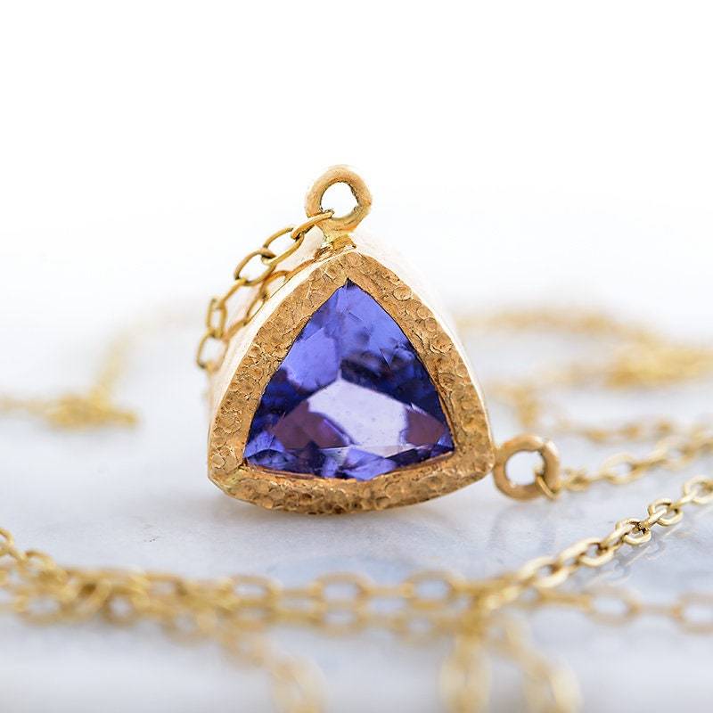 Tansanit Goldkette, Zierliche 14 K Gold Halskette, Einzigartiges Geschenk Für Sie, Jubiläumsgeschenk, Weihnachtsgeschenk von ARPELC