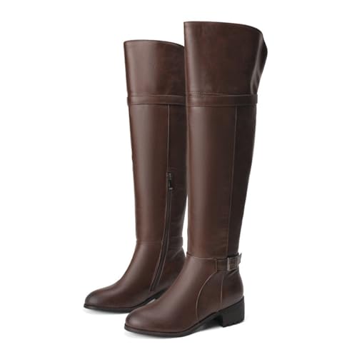 Damen Overknee Stiefel Warme Winter Langschaft Stiefel mit seitlichem Reißverschluss Oberschenkel Hohe Stiefel,Braun,41 EU von ARPINO