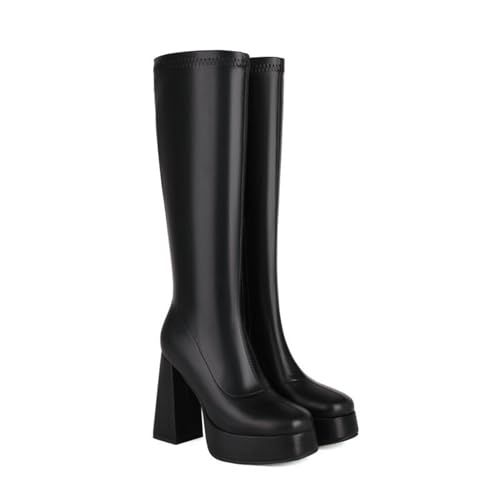ARPINO Winterschuhe Damen Kniehohe Stiefel Mit Blockabsatz Und Reißverschluss Reitstiefel,Schwarz,38 EU von ARPINO